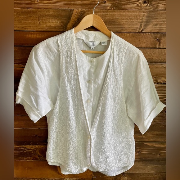 Vintage S.L.B. linen button down blouse Medium - Picture 5 of 10